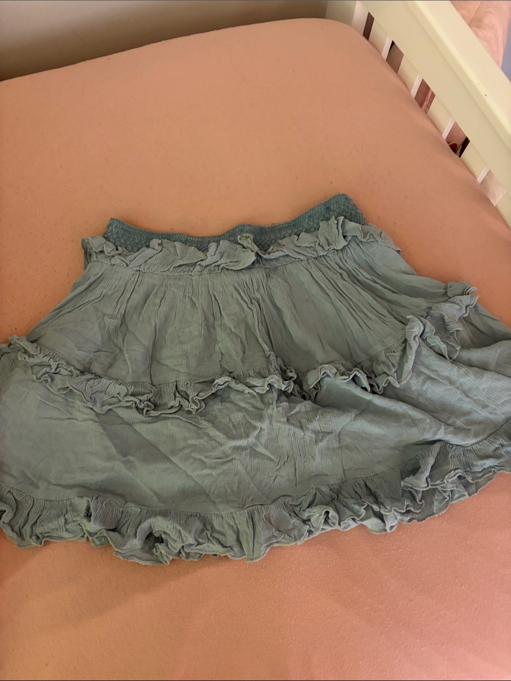 Boho Ruffle Tiered Mini Skirt - Sage Green